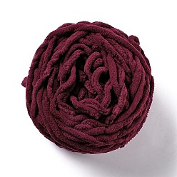 Темно-Красный Мягкая пряжа для вязания крючком, толстая пряжа для шарфа, пакет, изготовление подушек, темно-красный, 7~8 мм, 65.62 ярд (60 м) / рулон