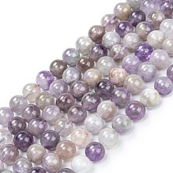Púrpura Abalorios de piedras preciosas, grado natural de amatista b, rondo, púrpura, 4 mm, agujero: 1 mm, sobre 100 unidades / cadena