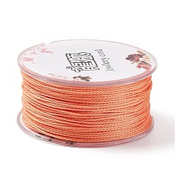 Coral Round Waxed Polyester Cord, Twisted Cord, Coral, 1mm, about 49.21 Yards(45m)/Roll