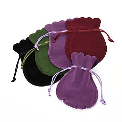 Mixed Color Velvet Bags Drawstring Jewelry Pouches, for Party Wedding Birthday Candy Pouches, Mixed Color, 13.5x10.5cm
