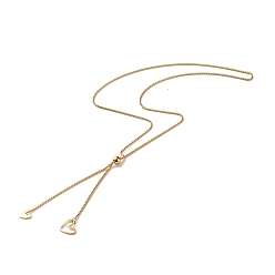 Oro Collar de lazo de corazón para niña mujer, 304 collar de cadenas venecianas de acero inoxidable/cadenas de caja, dorado, 23.62 pulgada (60 cm)