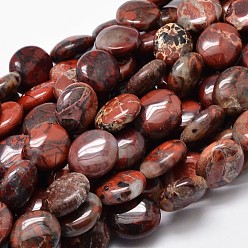 Jaspe Brécisé Plats ronds naturels bréchiques perles de jaspe brins, 14x12x5mm, Trou: 1mm, Environ 29 pcs/chapelet, 15.74 pouce