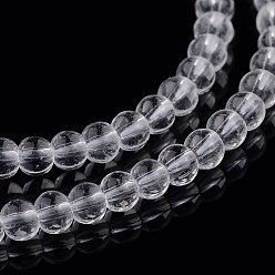 Clear Glass Round Beads Strands, Clear, 4x3mm, Hole: 1mm, about 99pcs/strand, 11.8 inch