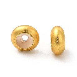 Matte Gold Color Rack Plating Alloy Stopper Beads, with Rubber, Rondelle, Matte Gold Color, 7x3mm, Hole: 1.4mm
