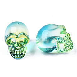 Light Green K9 Glass Display Decorations, Skull, for Halloween, Light Green, 22x18x26mm