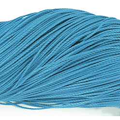 Dodger Blue Round Waxed Polyester Cord, Taiwan Waxed Cord, Twisted Cord, Dodger Blue, 1mm, about 415.57 yards(380m)/bundle