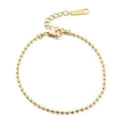 Golden 304 Stainless Steel Ball Chain Bracelet for Women, Golden, 8-1/4 inch(20.8cm)