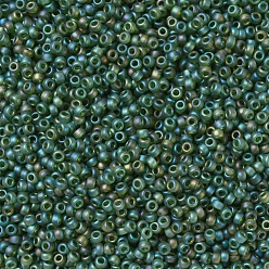 (RR158FR) Matte Transparent Olive AB MIYUKI Round Rocailles Beads, Japanese Seed Beads, 11/0, (RR158FR) Matte Transparent Olive AB, 2x1.3mm, Hole: 0.8mm, about 5500pcs/50g