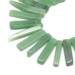 Green Aventurine Natural Green Aventurine Beads Strands, Top Drilled Beads, Rectangle, 20~65x7~15x6~10mm, Hole: 2mm, about 30~40pcs/strand, 15.75 inch(40cm)