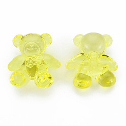 Amarillo Abalorios de acrílico transparentes, oso, amarillo, 26.5x24.5x15 mm, agujero: 3 mm, Sobre 135 unidades / 500 g