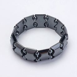 Non-magnetic Hematite Non-Magnetic Synthetic Hematite Stretch Bracelets, Grade A, 2-1/4 inch(56mm)