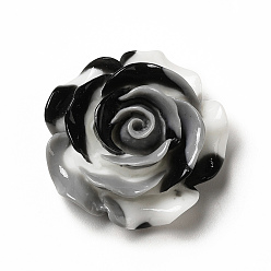 Negro Cabujones de resina opaca de color degradado, flor, negro, 28x28x12 mm