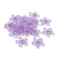 Medium Purple UV Plating Rainbow Iridescent Acrylic Beads, Flower, Medium Purple, 30.5x31.5x5mm, Hole: 1.8mm