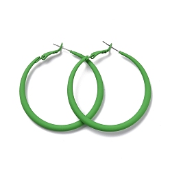 Green Alloy Big Hoop Earrings for Women, Spray Earrings with 925 Sterling Silver Pin, Green, 6 Gauge, 50x4mm, Pin: 0.6mm