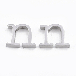 Letter N 304 Stainless Steel Pendants, Stainless Steel Color, Letter, Letter.N, 12x16x3mm, Hole: 1.8mm