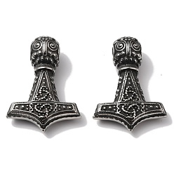 Antique Silver Viking 304 Stainless Steel Pendants, Thor's Hammer, Antique Silver, 40x28x13mm, Hole: 5.5mm