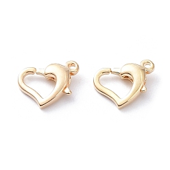 Real 18K Gold Plated Rack Plating Brass Lobster Claw Clasps, Long-Lasting Plated, Heart, Real 18K Gold Plated, 9x12x3.2mm, Hole: 1.1mm