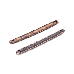 Red Copper Tibetan Style Bar Links connectors, for Jewelry Design, Cadmium Free & Nickel Free & Lead Free, Strip, Red Copper, 3x33x1mm, Hole: 1mm