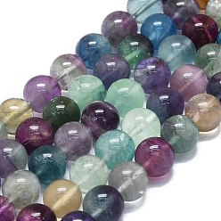 Fluorite Natural Fluorite Beads Strands, Round, 10~11mm, Hole: 1mm, about 37~39pcs/strand, 15.35''~15.75''(39~40cm)