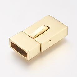 Golden 304 Stainless Steel Magnetic Clasps, Ion Plating (IP), Rectangle, Golden, 23x12x6mm, Hole: 3x10mm