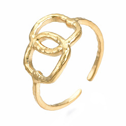 Doré  304 anneau de manchette ouvert ovale entrelacé en acier inoxydable, anneau épais creux pour les femmes, or, taille us 6 3/4 (17.1 mm)