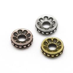 Mixed Color Brass Spacer Beads, Cadmium Free & Nickel Free & Lead Free, Flat Round, Mixed Color, 7x2mm, Hole: 2.5mm