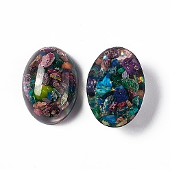 Colorful Natural Calcite & Synthetic Opal Cabochons, with Epoxy Resin, Dyed, Half Oval, Colorful, 24~25x18~18.5x7~9mm