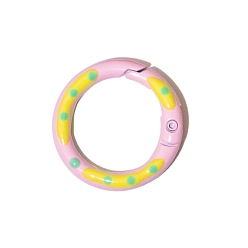 Yellow Spray Painted Alloy Spring Gate Ring, Polka Dot Pattern, Ring, Yellow, 25x3.7mm
