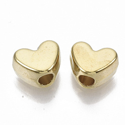 Golden CCB Plastic Beads, Heart, Golden, 9x11.5x6.5mm, Hole: 3.5mm, about 1100pcs/500g