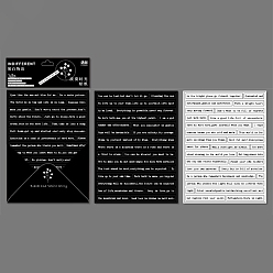 Black 6Pcs 3 Styles Word Pattern Stickers, for DIY Photo Diary Scrapbook Decorative, Black, 150x111mm, 2pcs/style