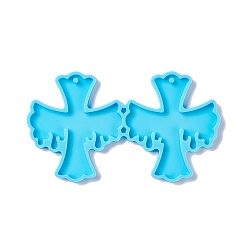 Cross Bloody Effect Pendant Silicone Molds, Resin Casting Molds, for UV Resin & Epoxy Resin Craft Making, Cross Pattern, 52.5x92x4mm, Hole: 2.5mm, Inner Diameter: 44x50mm