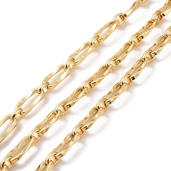 Real 18K Gold Plated Brass Oval Link Chains, Unwelded, with Spool, Cadmium Free & Lead Free, Real 18K Gold Plated, 14x6.5x2mm, 6.5x5x2mm