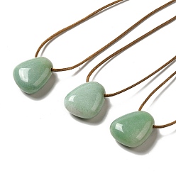 Green Aventurine Natural Green Aventurine Triangle Pendant Necklace with Waxed Cord for Women, 15.75~29.92 inch(40~76cm)