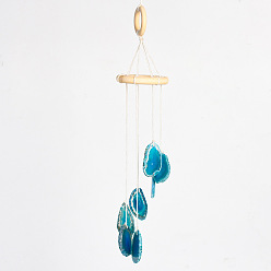 Deep Sky Blue Nuggets Natural Agate Wind Chime, for Outdoor Home Garden Decor Geode Hanging Decorations , Deep Sky Blue, 315mm