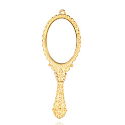 Золотой Зеркало сплава стекла большие подвески, золотые, 73x26x3 мм, отверстие : 1.5 мм