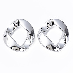 Серебро Акриловые кольца с покрытием uv , разъемы для быстрой связи, для изготовления украшений из цепочек, Twist овальные, серебряные, 48x42x14 мм, внутренний диаметр: 30x18 мм