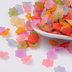 Mixed Color Transparent Acrylic Beads, Frosted, Flower, Mixed Color, 11x4.5mm, Hole: 1mm, about 3800pcs/500g, the wholesale of PL561
