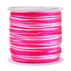Rosa Oscura Cuerdas de poliéster, cordón de anudar chino teñido en segmento, Cuerdas de poliéster para hacer joyas con cuentas., de color rosa oscuro, 1 mm, aproximadamente 49.21 yardas (45 m) / rollo