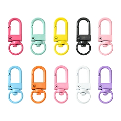 Mixed Color 10Pcs 10 Colors Spray Painted Eco-Friendly Alloy Swivel Snap Hooks Clasps, Cadmium Free & Nickel Free & Lead Free, Mixed Color, 33.5x12.5x5mm, Hole: 5x9mm, 1pc/color