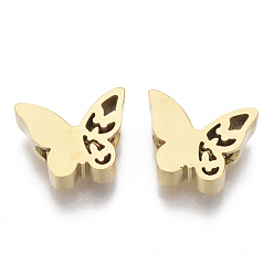 Golden 304 Stainless Steel Beads, Butterfly, Golden, 8x10x3mm, Hole: 2mm