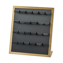 Black PU Leather Earring Displays, with Wood, Jewelry Display Stand, Black, 30.2x13.1x34.8cm