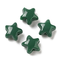 Verde Oscuro Abalorios de acrílico opacos, estrella, verde oscuro, 11x11.5x7 mm, agujero: 2 mm, Sobre 1245 unidades / 500 g