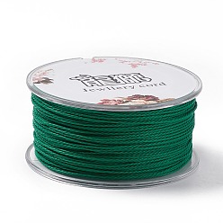 Dark Green Round Waxed Polyester Cord, Twisted Cord, Dark Green, 1mm, about 49.21 Yards(45m)/Roll