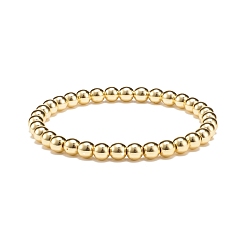 Oro Pulsera elástica con cuentas redondas de hematites sintético, joyas de piedras preciosas para mujeres, dorado, diámetro interior: 2-1/4 pulgada (5.8 cm), perlas: 6 mm