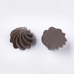 Coconut Brown Resin Decoden Cabochons, Imitation Food, Chocolate Cream, Coconut Brown, 20x13mm