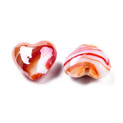 Red Handmade Lampwork Beads, Pearlized, Red, 16x16x8.5mm, Hole: 1.4mm