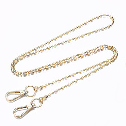 Light Gold Correas de cadenas de bolsa, cadenas de bola de latón, con broches de aleación giratorias, para accesorios de reemplazo de bolsas, la luz de oro, 110x0.3 cm