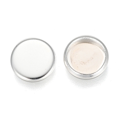 Silver 304 Stainless Steel Plain Edge Bezel Cups, Cabochon Settings, Flat Round, Silver, Tray: 8mm, 9.5x2mm