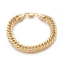 Golden 304 Stainless Steel Wheat Chain Bracelets, with Bayonet Clasps, Golden, 9-1/4 inch(23.4cm), 10mm