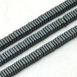 Plaqué Noir Non-magnétiques perles d'hématite synthétique brins, givré, carrée, noir plaqué, 3x1mm, Trou: 1mm, 15.7 pouce